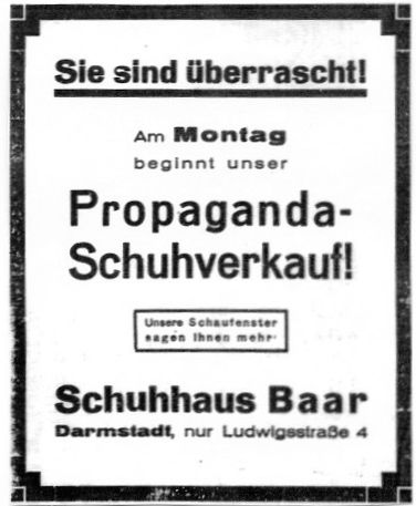 Anzeige im Hessischen Volksfreund vom 1.10.1932 Anzeige im Hessischen Volksfreund vom 1.10.1932