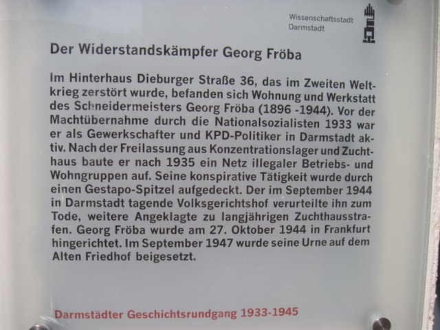 Tafel des Darmstdter Geschichtsrundganges in der Dieburger Strae (2013)